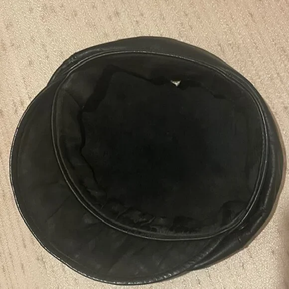 1990s Black Leather Harley Davidson Motorcycle Cap Leather Band - Picture 6 of 9